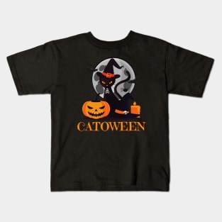 Catoween, cat halloween, happy halloween, cat lovers Kids T-Shirt